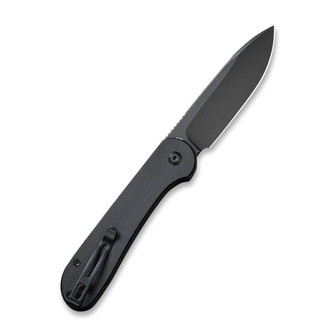 CIVIVI Elementum knife shows button lock for secure, one-handed deployment