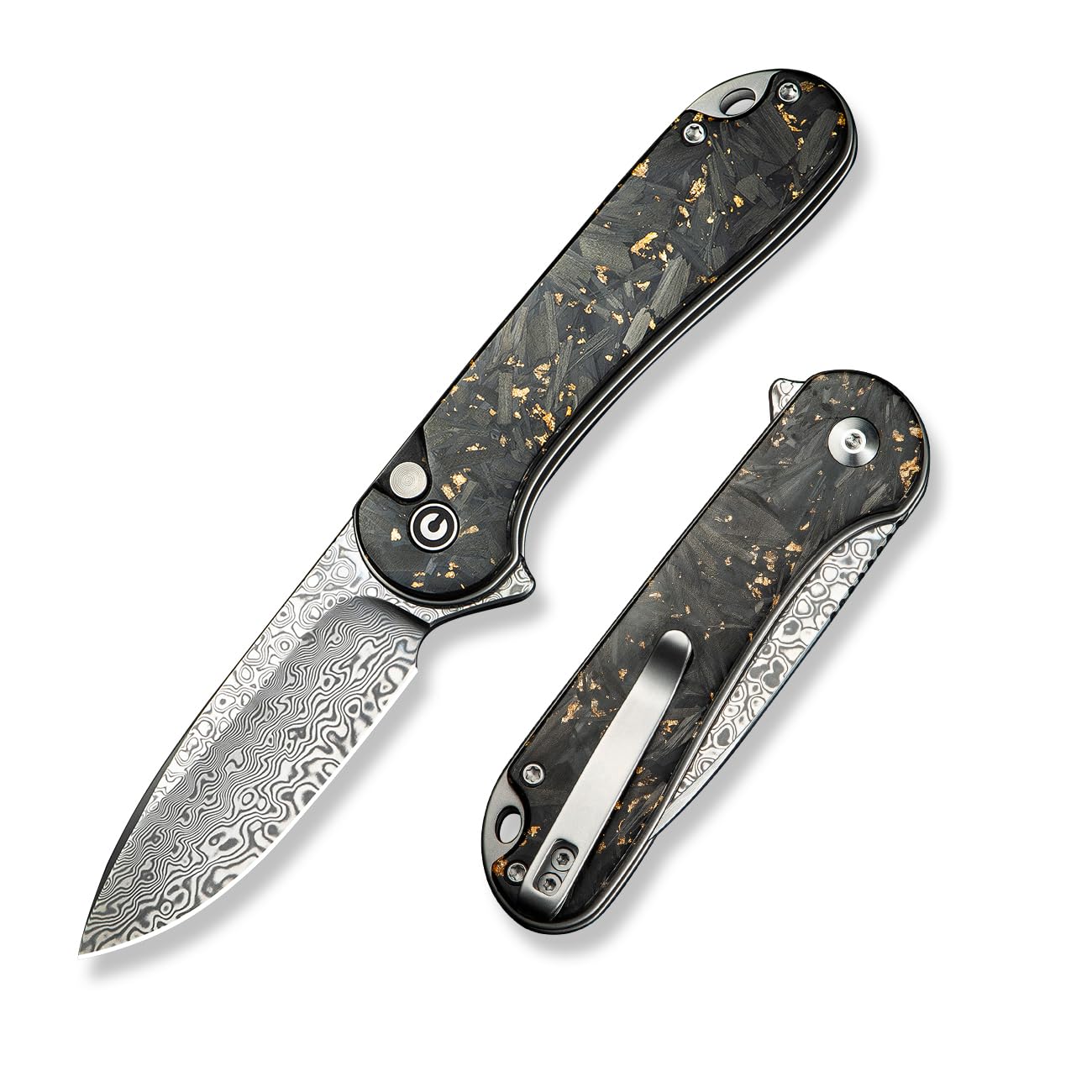 CIVIVI Elementum II with Damascus blade delivers sharp, precise cuts for daily tasks and outdoor use.