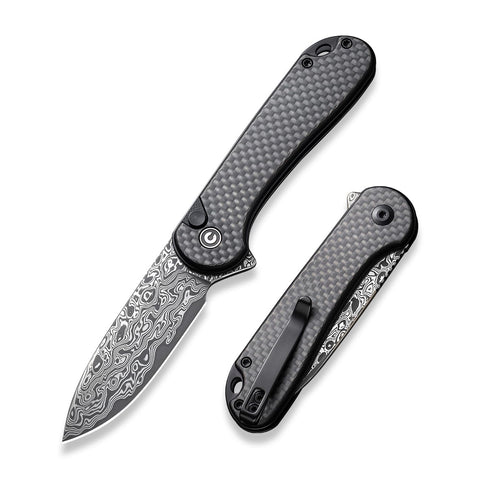 CIVIVI Elementum II Damascus blade in action for daily tasks.