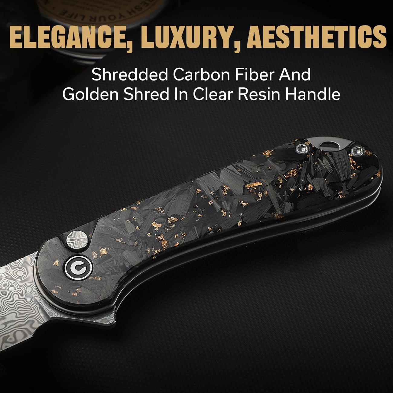 CIVIVI Elementum II ergonomic grip combines carbon fiber visuals with ergonomic comfort for prolonged use.