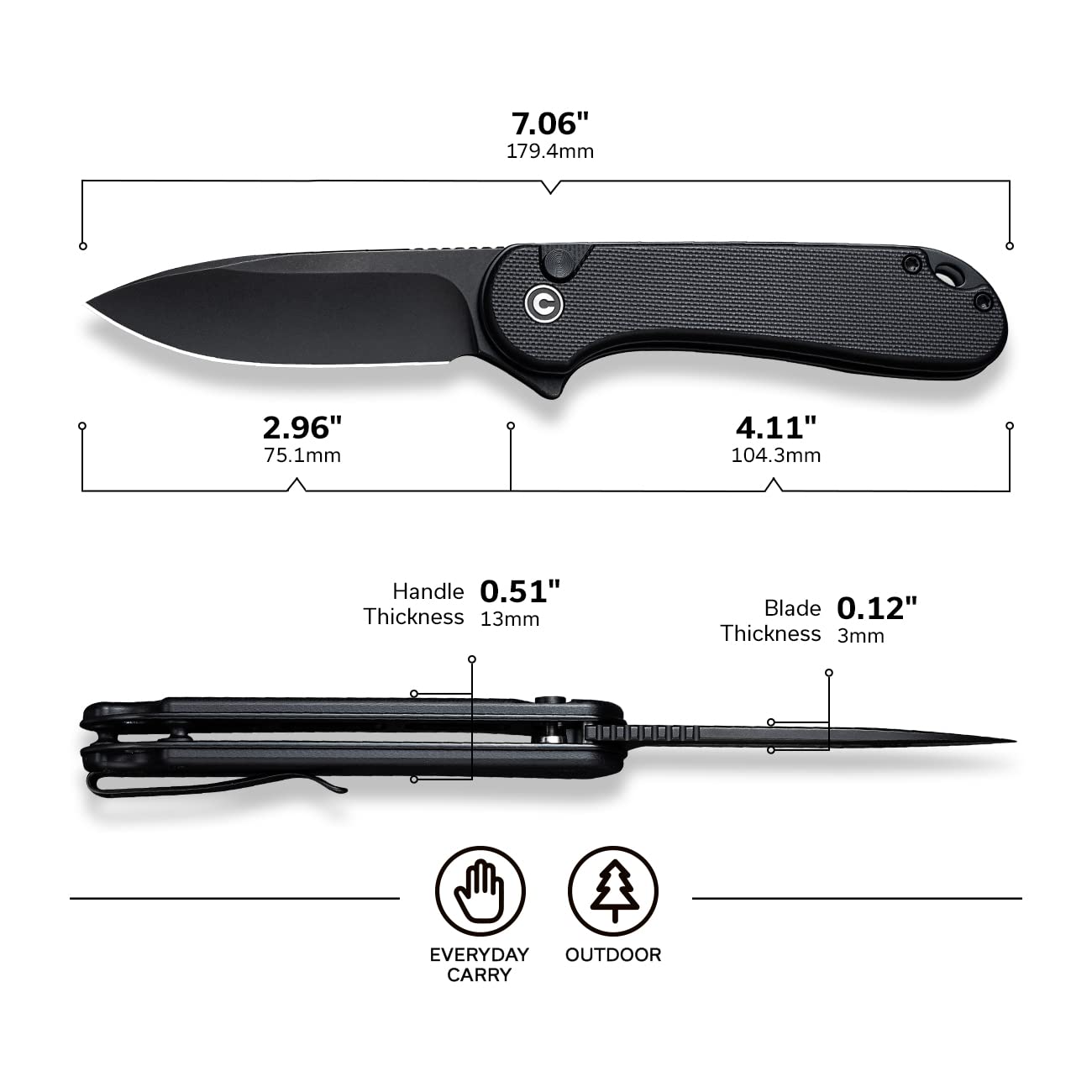CIVIVI Elementum II Nitro-V blade edge ready for tasks