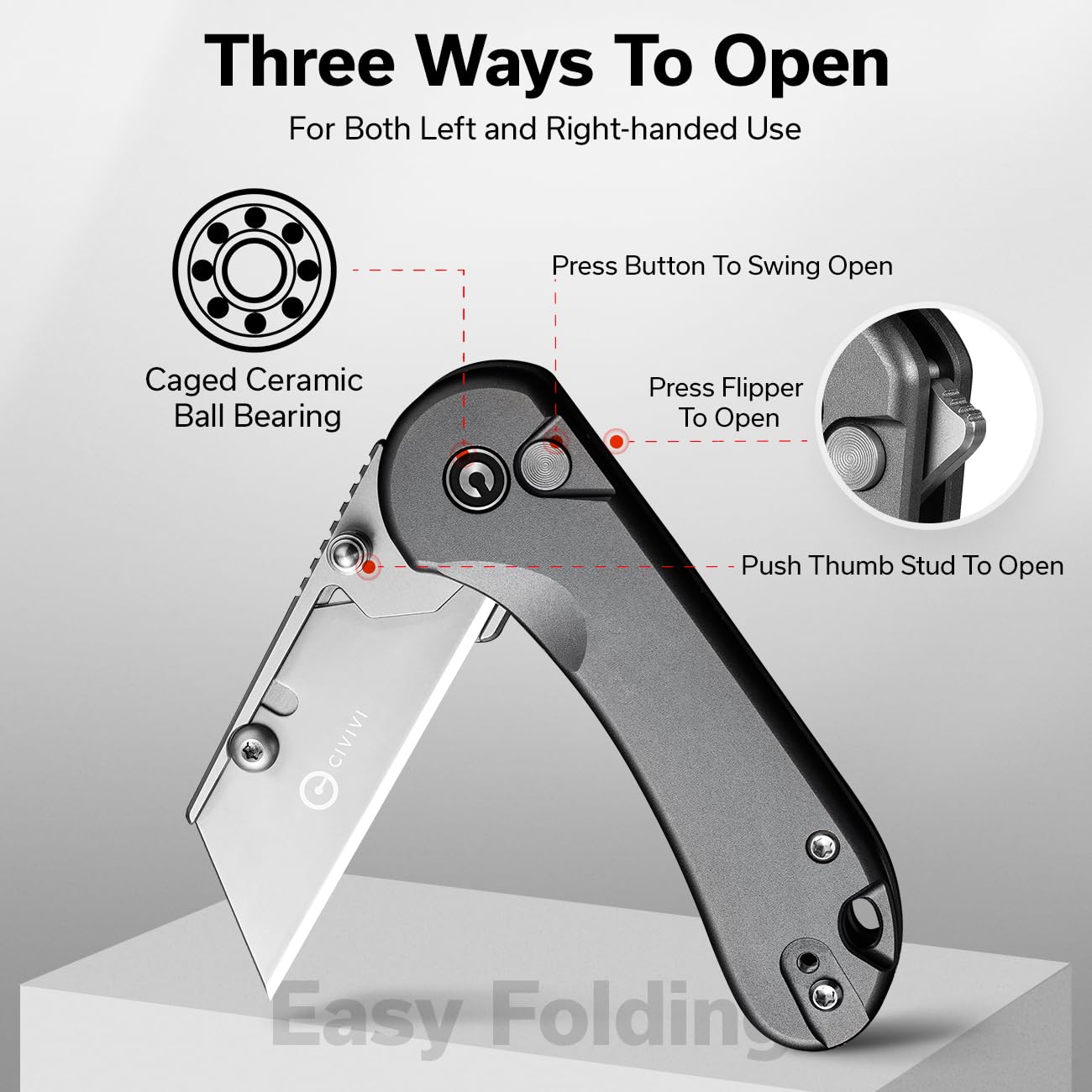 CIVIVI Elementum knife aluminum handle provides secure, comfortable grip