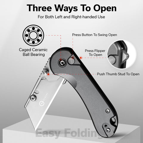 CIVIVI Elementum knife aluminum handle provides secure, comfortable grip