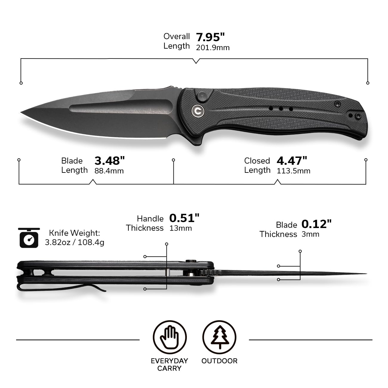 CIVIVI Indindie knife black finish with modern look