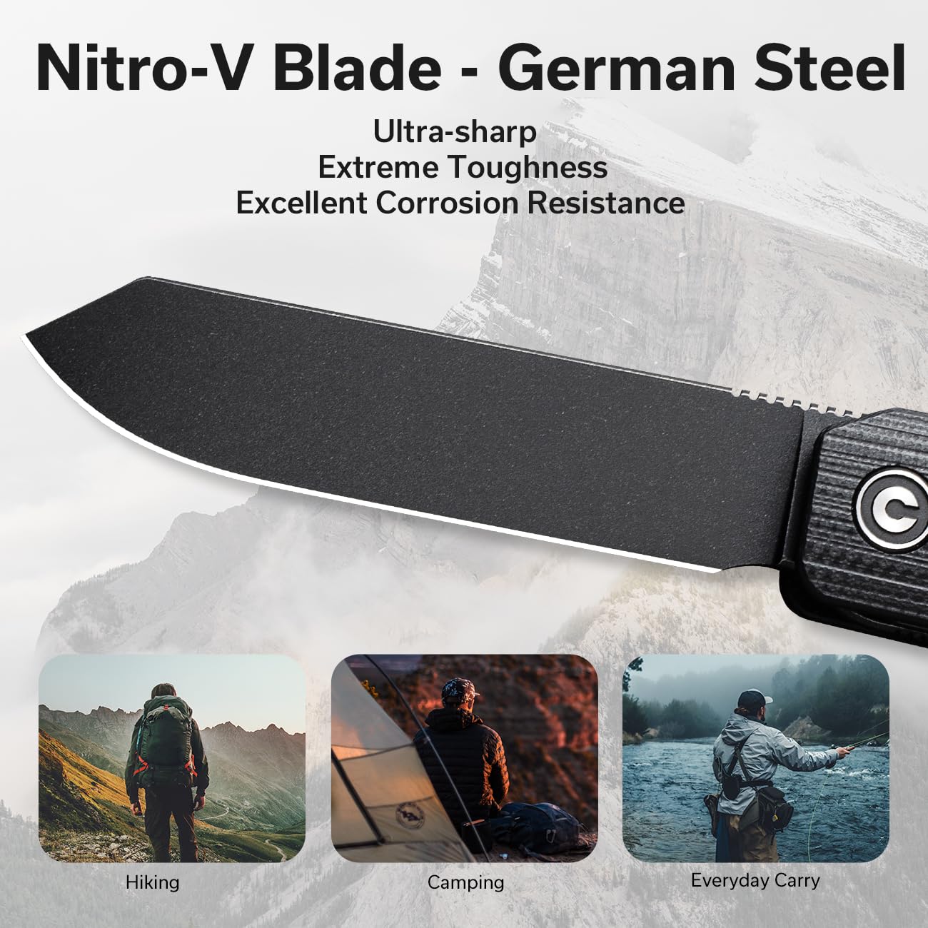 CIVIVI Sendy Nitro-V blade close-up highlighting toughness