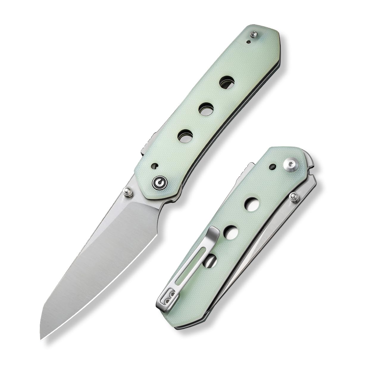 CIVIVI Vision FG nitro-v blade close-up shows precise edge and corrosion resistance.