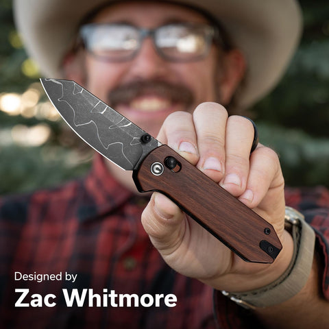 CIVIVI Yonder wood handle provides ergonomic grip for extended use.