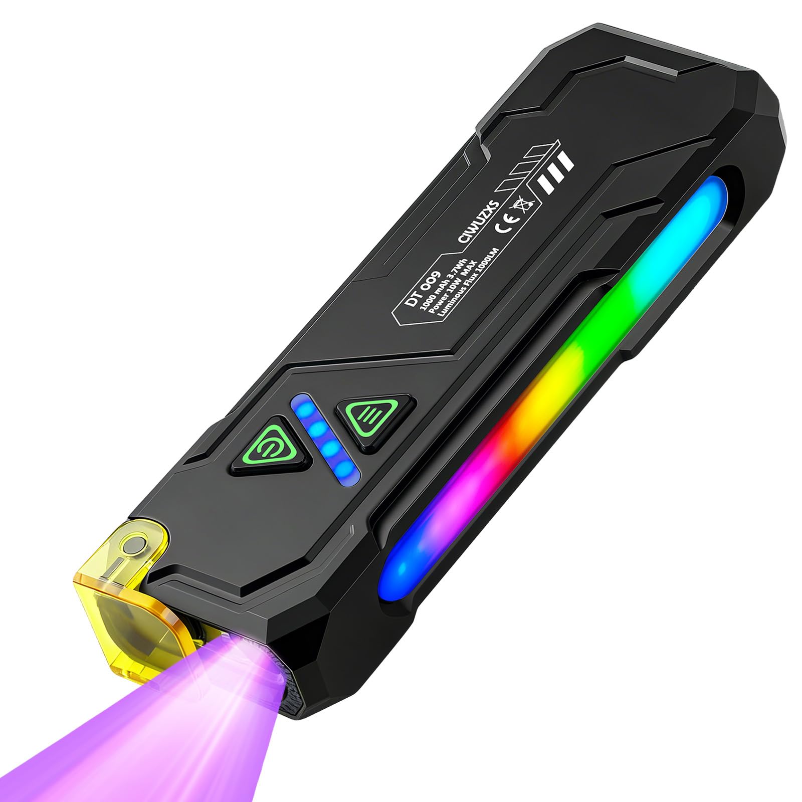Ciwuzxs EDC flashlight showing 1000-lumen white LED for outdoor visibility