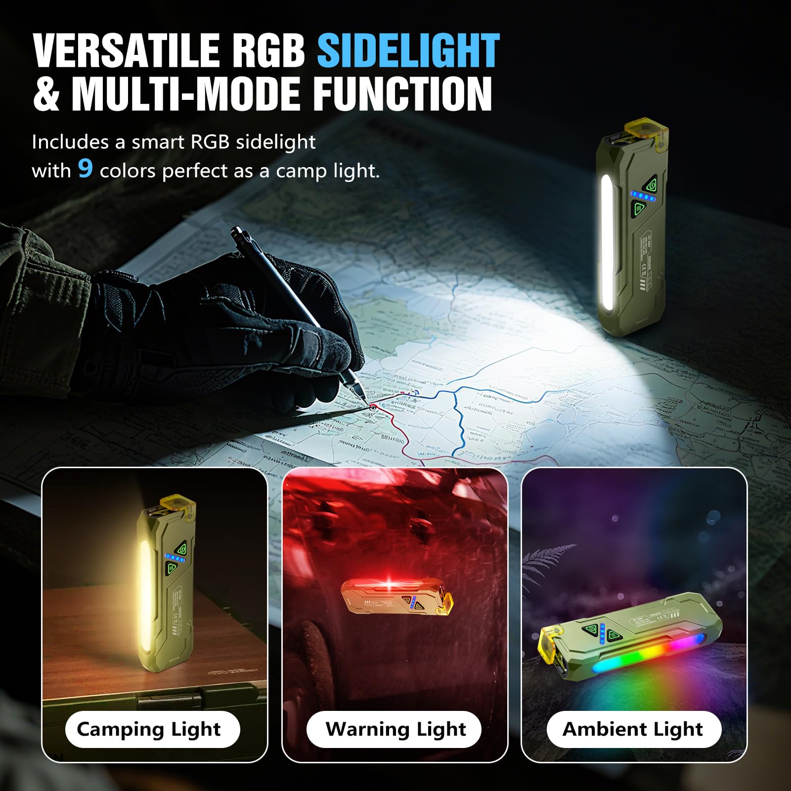 Ciwuzxs EDC UV LED flashlight revealing hidden details for inspections.