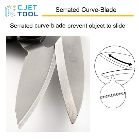 C.JET TOOL 10-Inch Scissors cutting leather shows clean edge potential