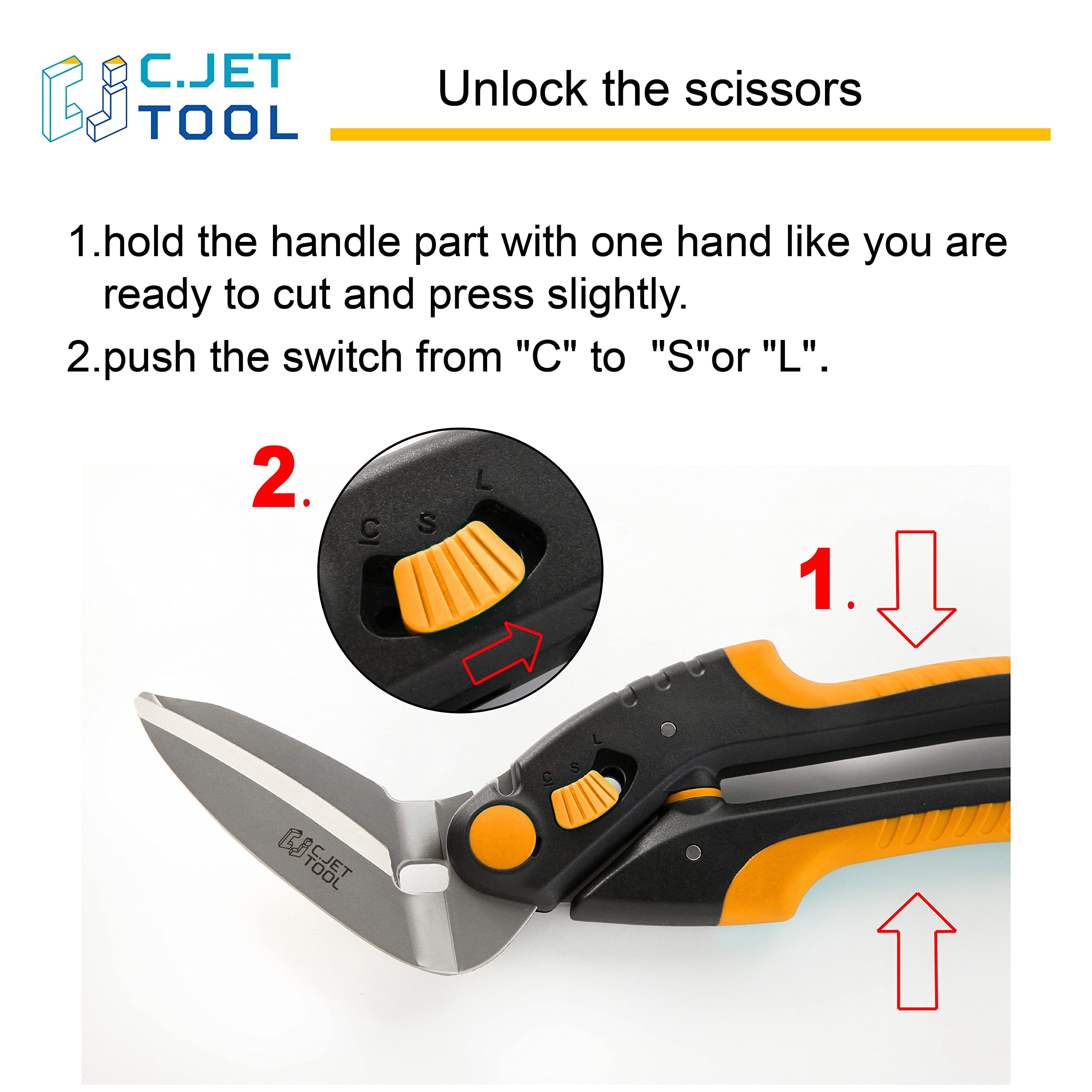 C.JET TOOL orange soft grip handle in hand for comfort