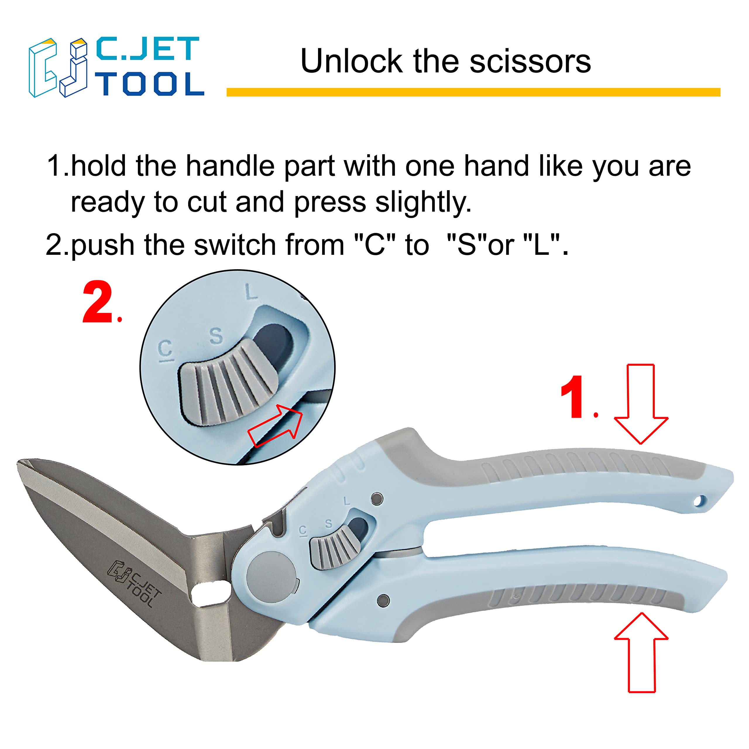 C.JET TOOL curve-blade design close-up improves stability during use