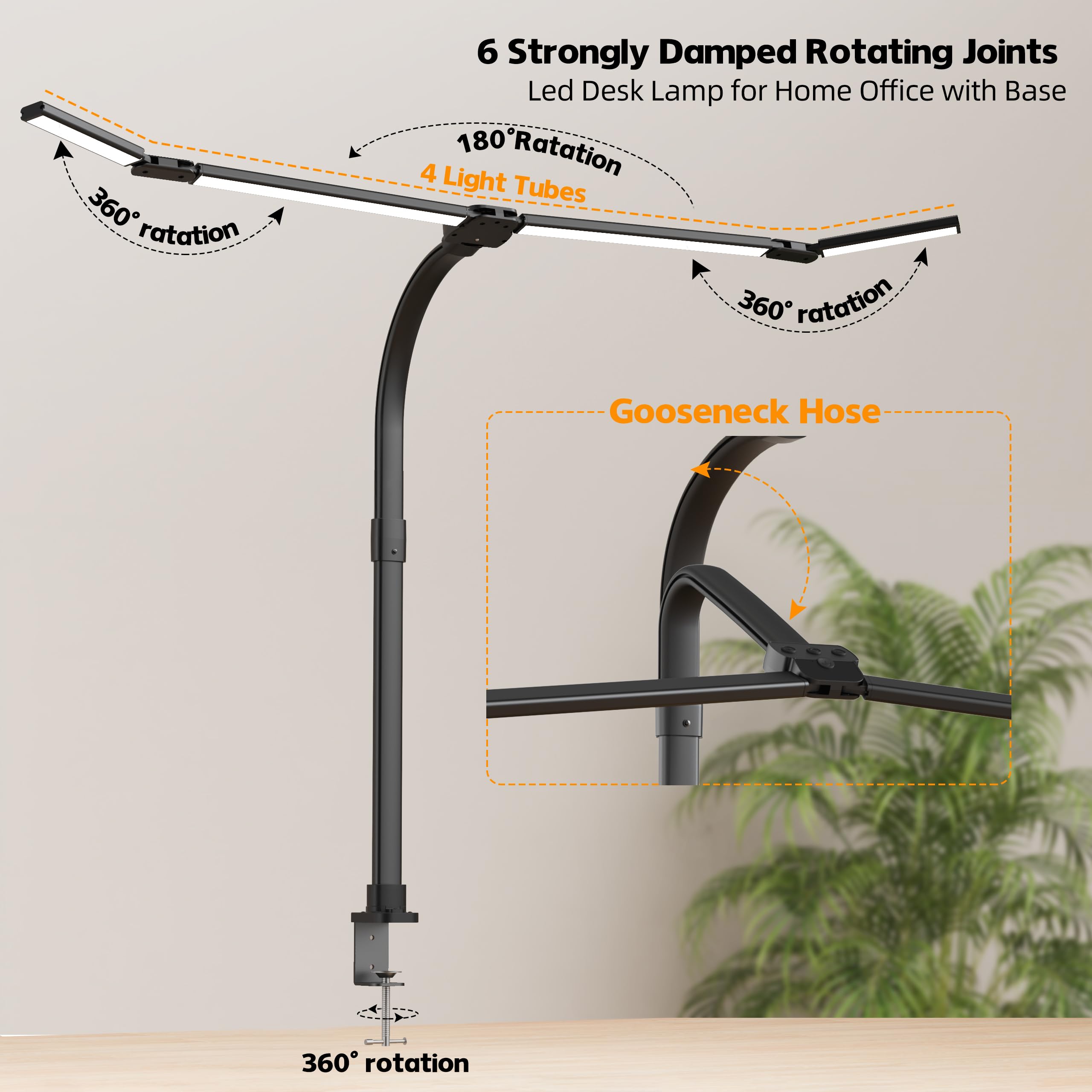 CJJFACA lamp provides bright, even light across the entire desk