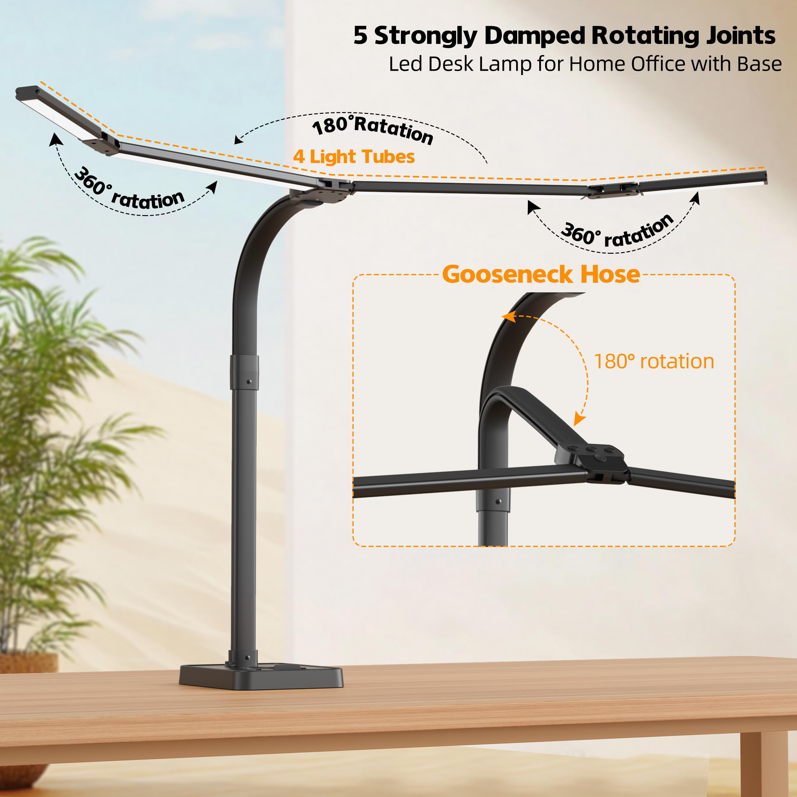 CJJFACA desk lamp in use for reading and writing at a tidy workspace.