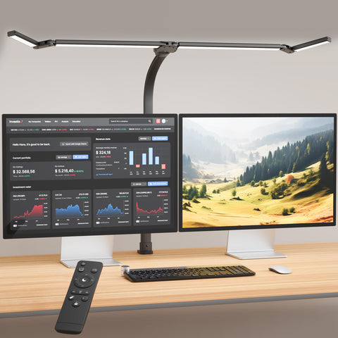CJJFACA office desk lamp with extended arm for wide desk illumination