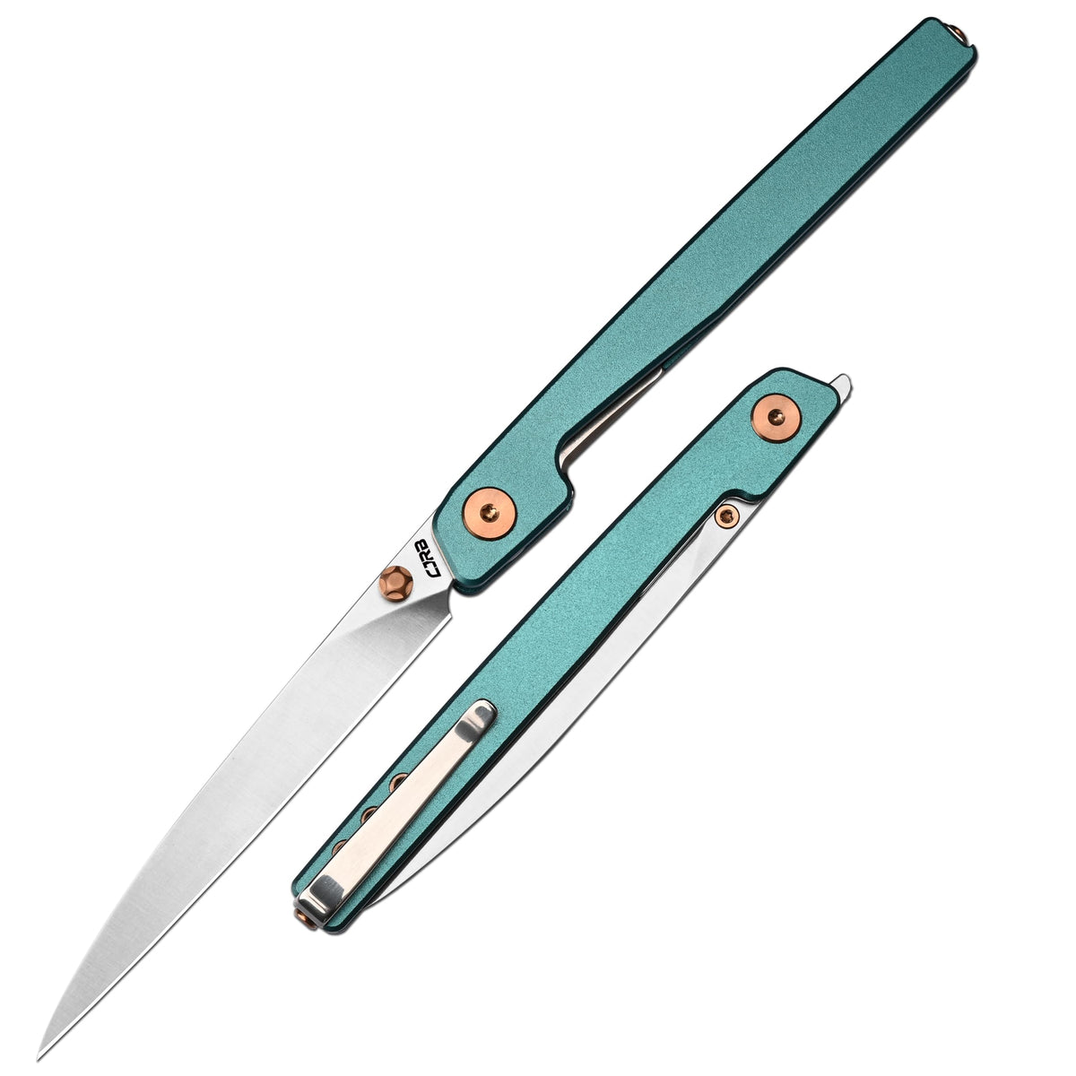 CJRB Lanky EDC knife blade close-up highlighting AR-RPM9 steel for daily tasks.