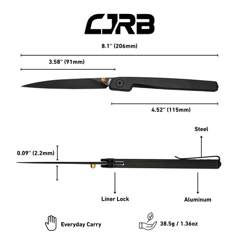 CJRB Lanky pocket clip enabling quick, discreet carry.