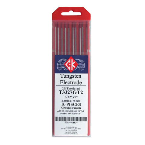 CK Worldwide 3/32 inch thoriated tungsten tip ready for non-corroding steel and titanium welding