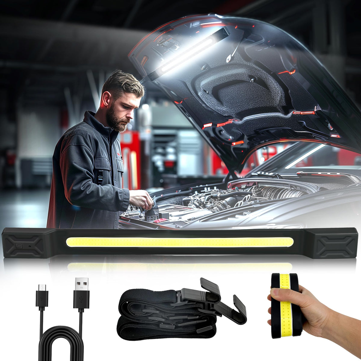 CLAKAP underhood light folded compact for storage.