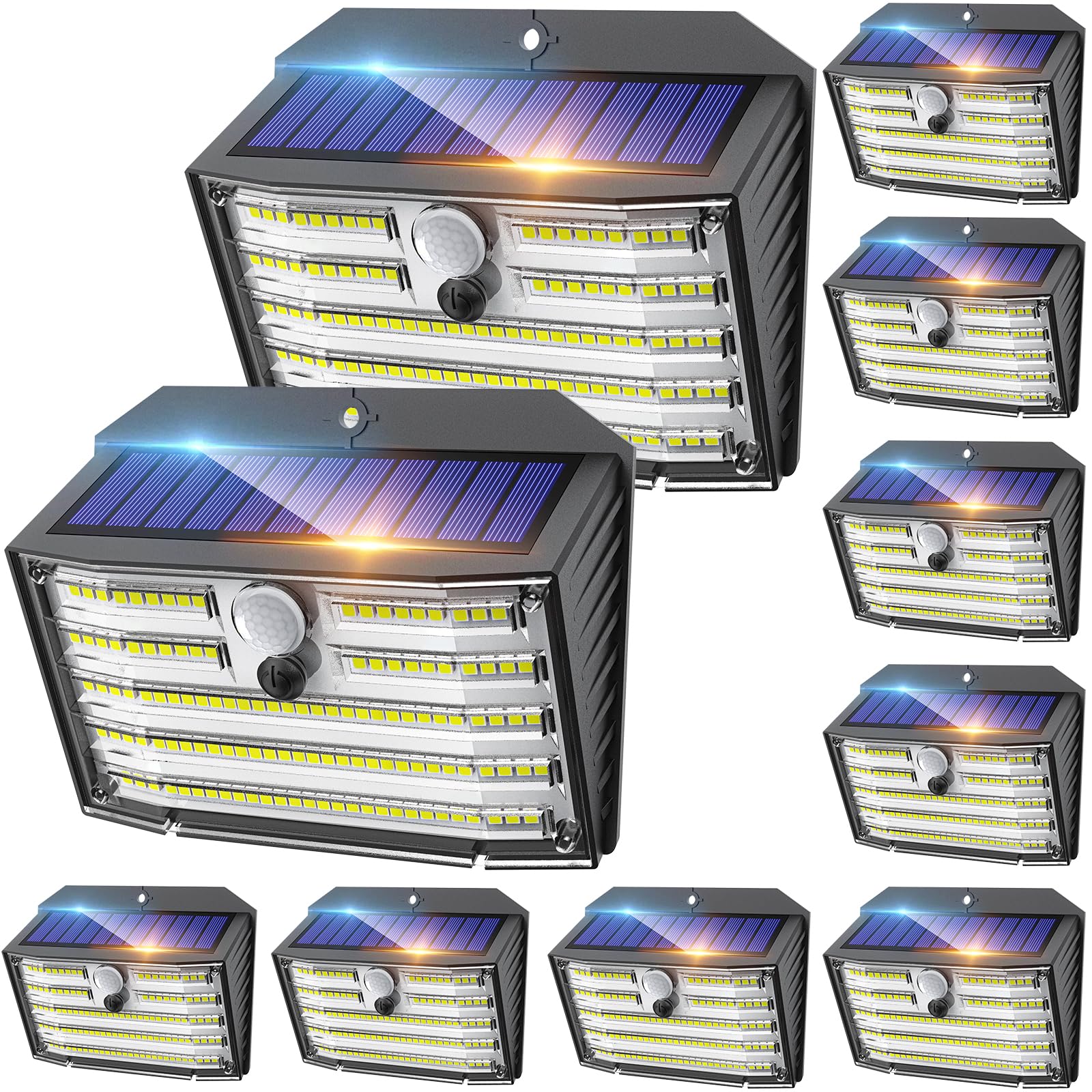 CLAONER outdoor solar light with 126 LEDs for bright security lighting