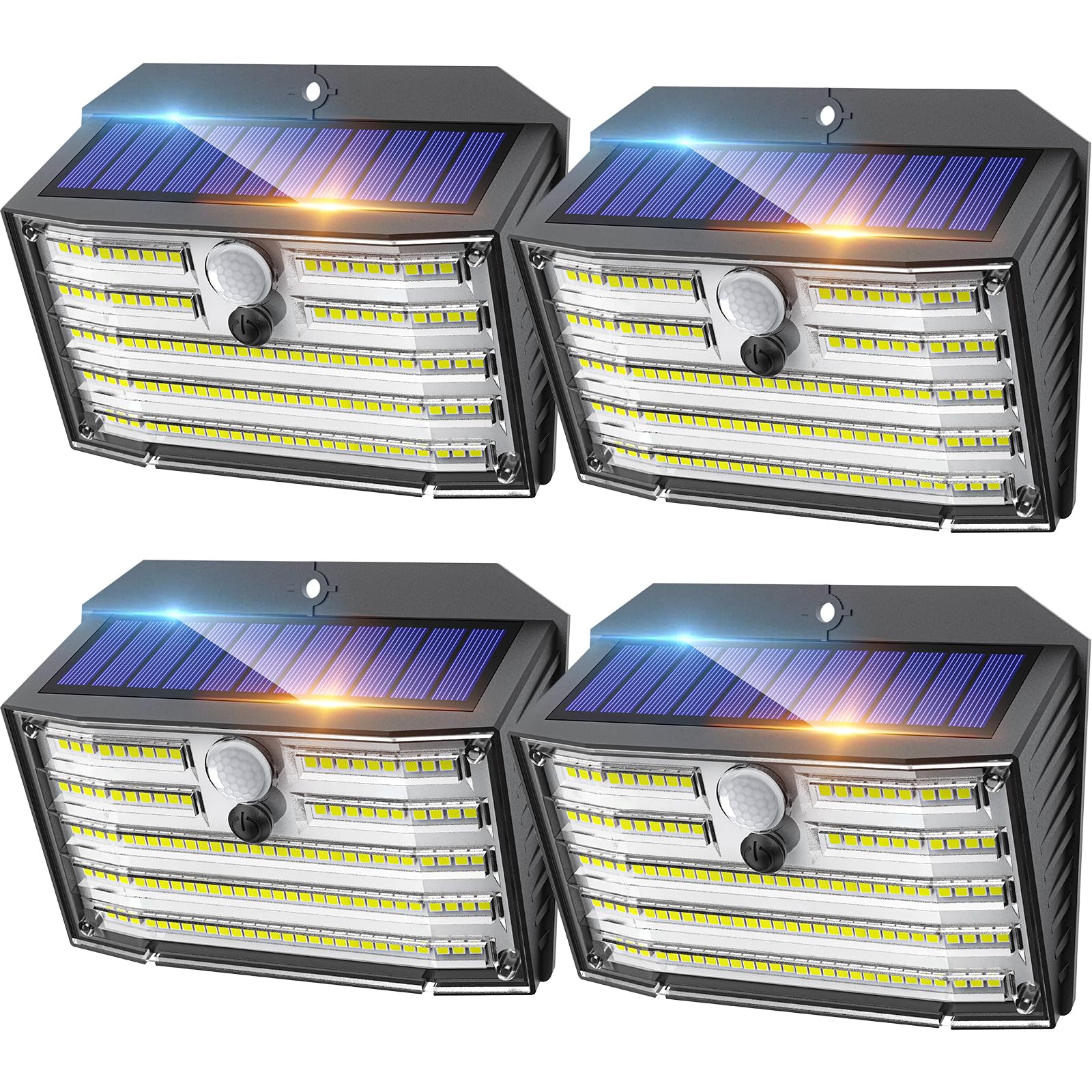 CLAONER solar lights outdoor four-pack front view for secure lighting