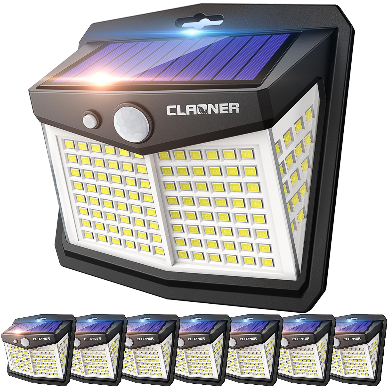 CLAONER outdoor solar lights front view; weatherproof 6-pack for patios