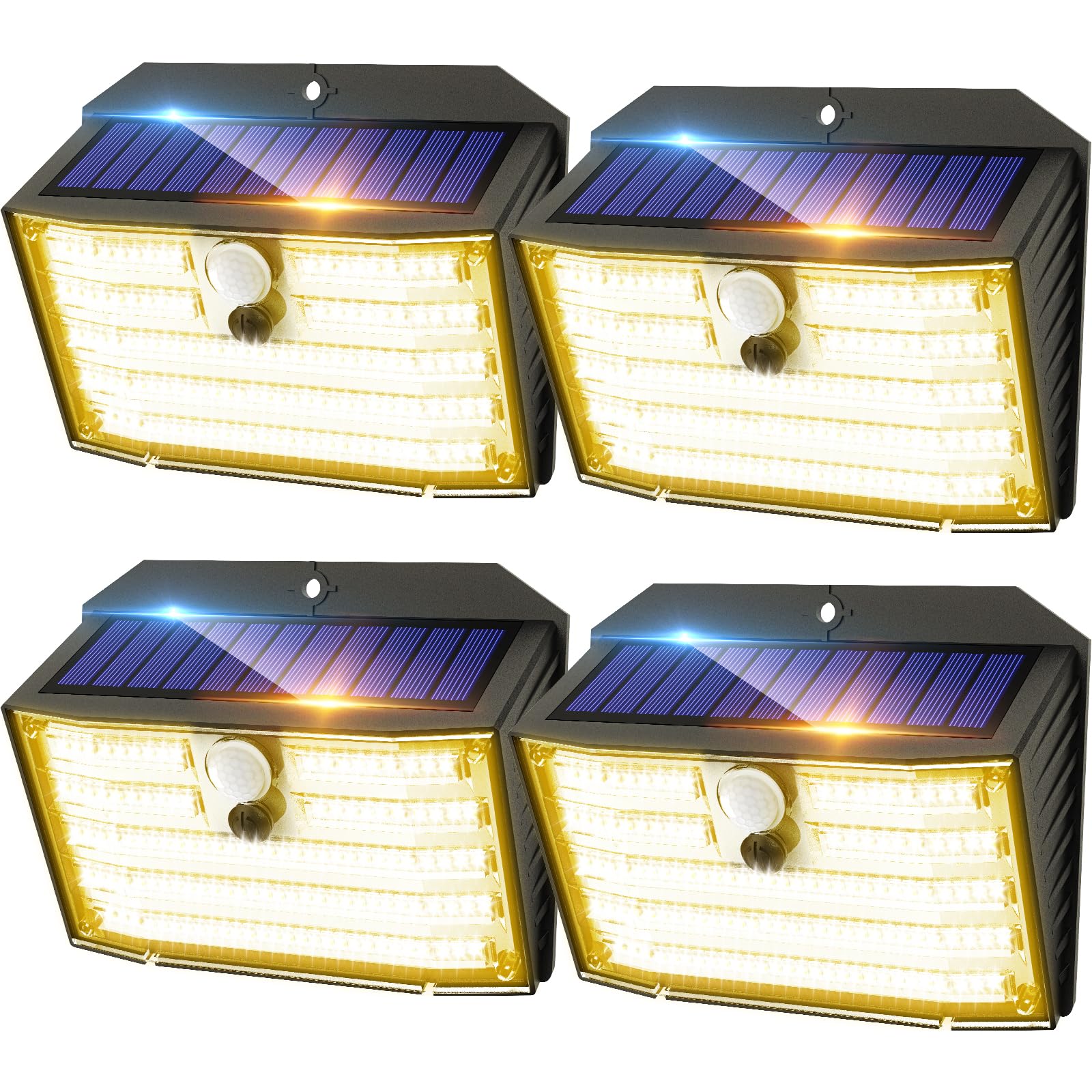 CLAONER solar lights outdoor pack4-126-led illuminate yards with energy-efficient brightness.