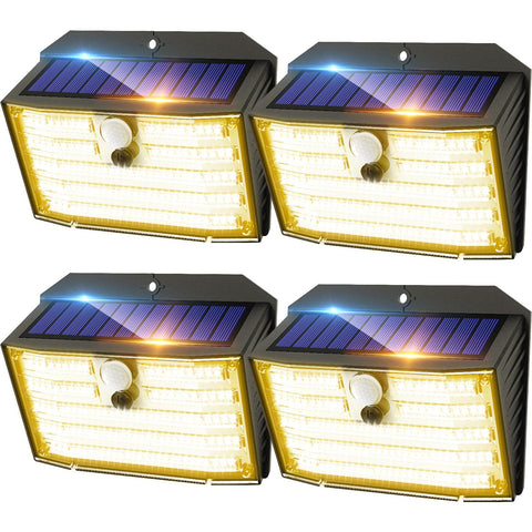 CLAONER solar lights outdoor pack4-126-led illuminate yards with energy-efficient brightness.