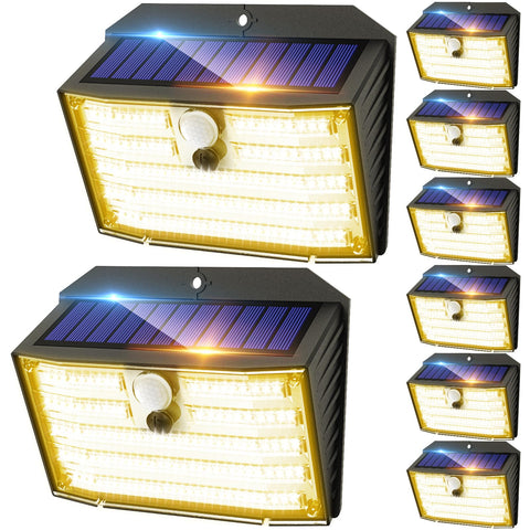 CLAONER solar motion light with 126 LEDs front view for yard security
