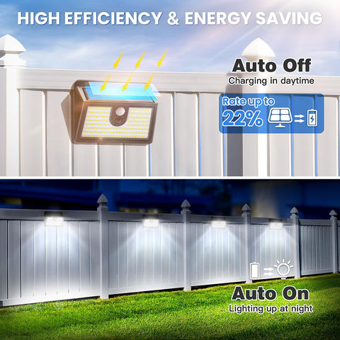 CLAONER solar motion-sensor outdoor lights with 26 ft range in use at night