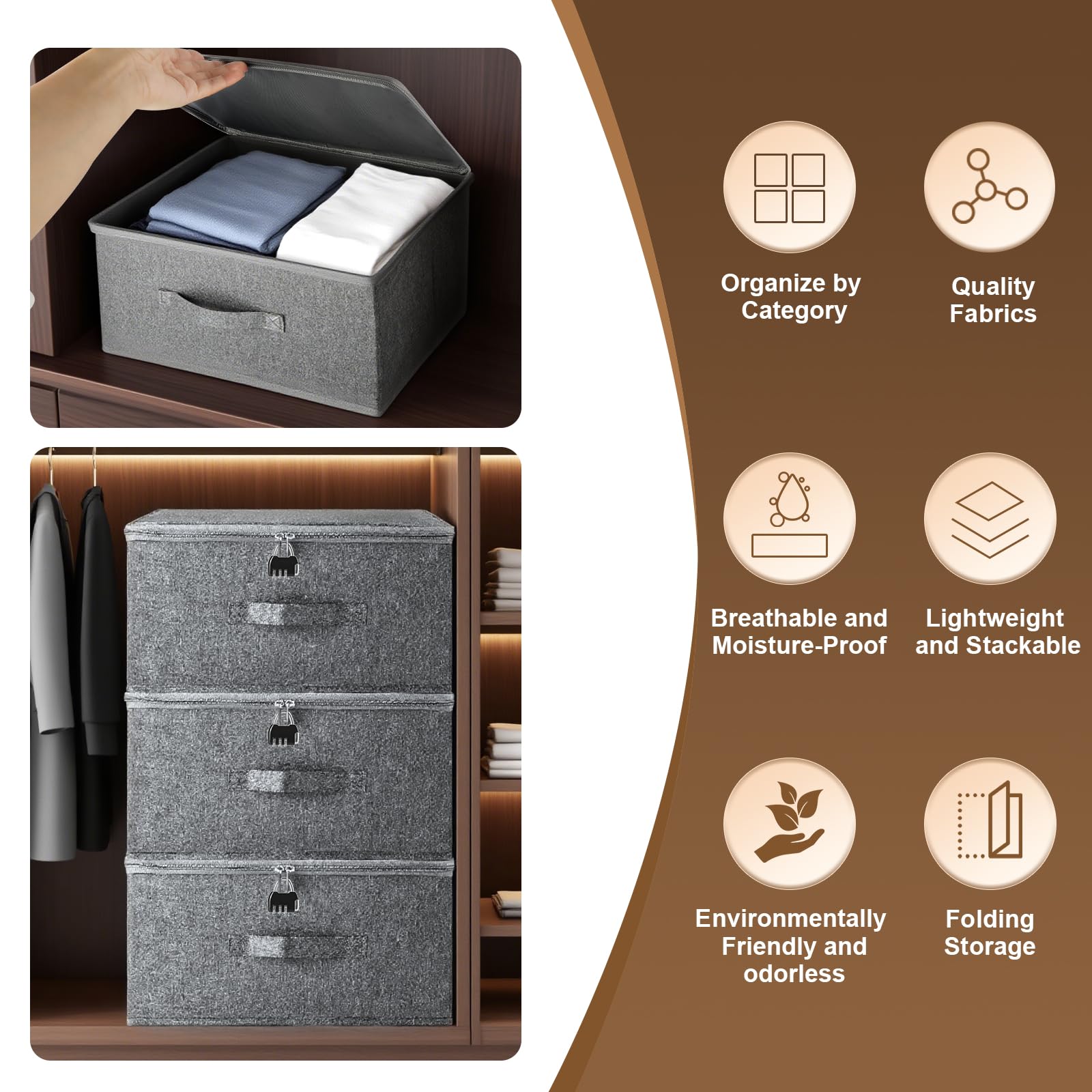 Clapery foldable fabric box collapsed to save closet space