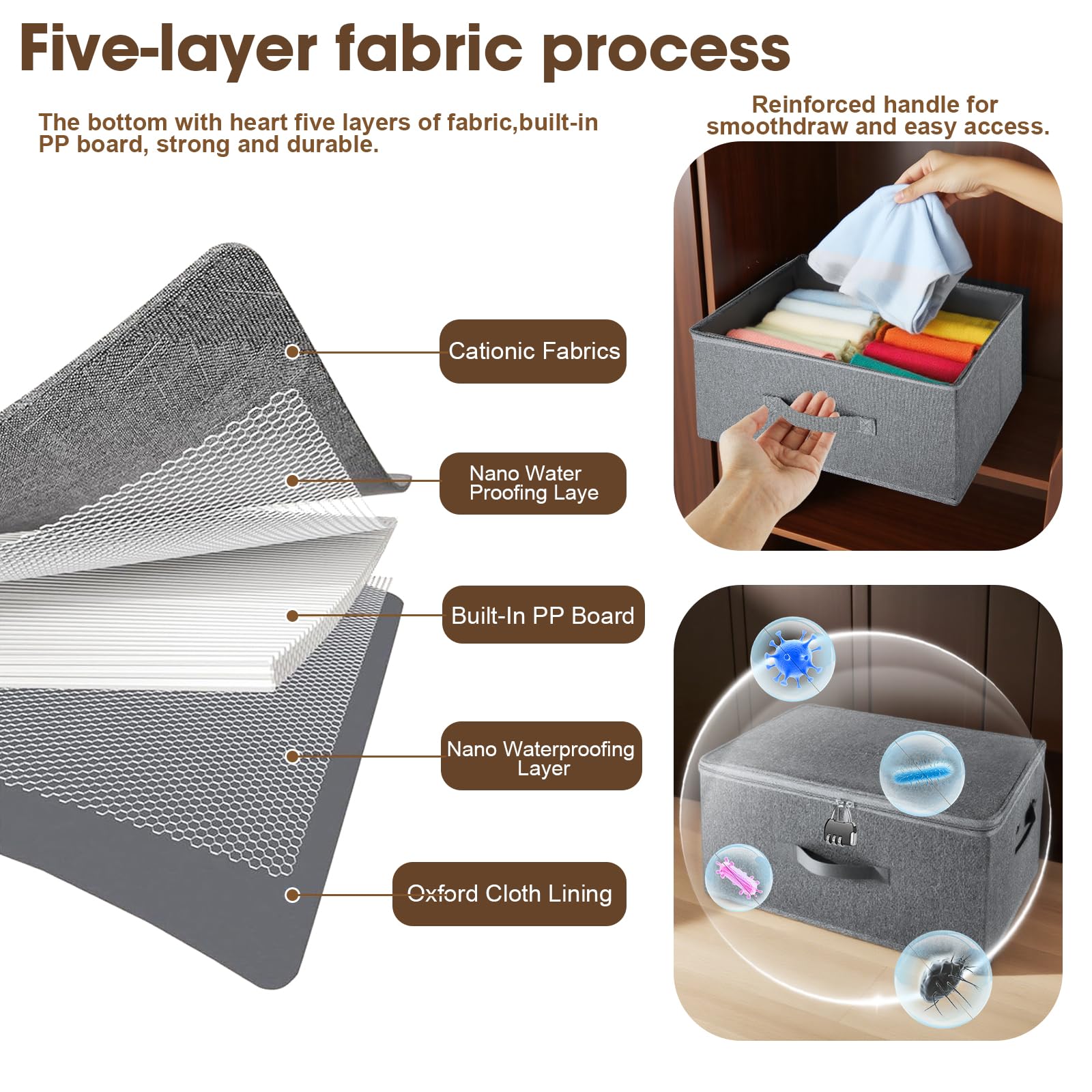 Clapery lockable storage box lid open showing dust protection