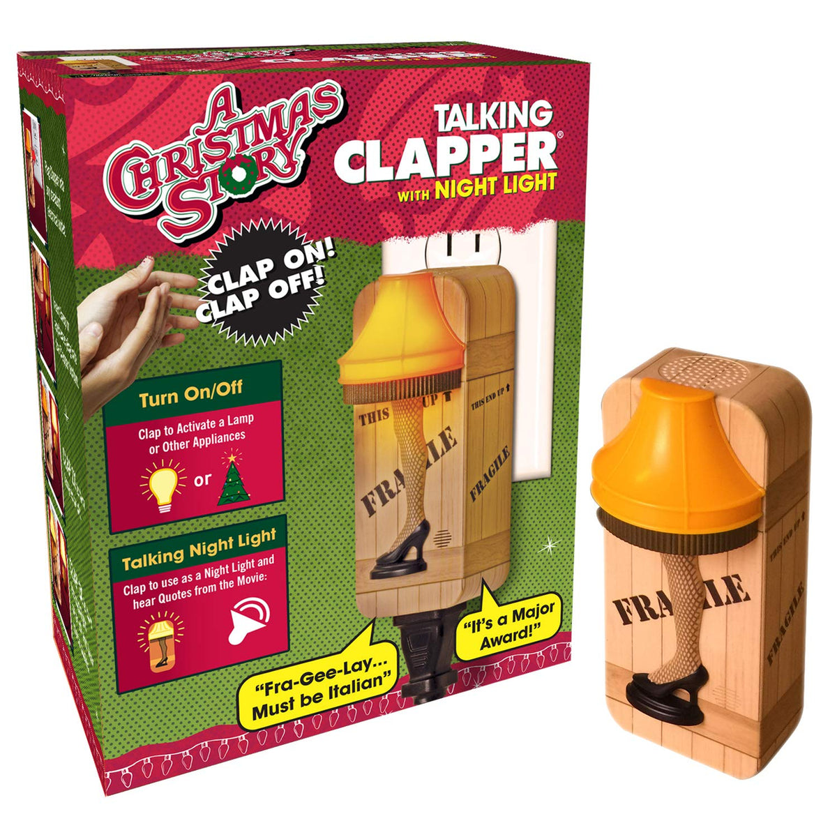 Clapper Christmas Story Leg Lamp front view shows nostalgic design for festive spaces.