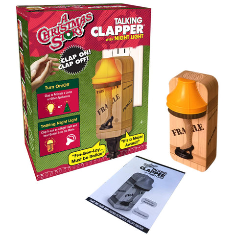 Clapper Christmas Story Leg Lamp packaging shows simple plug-in setup.