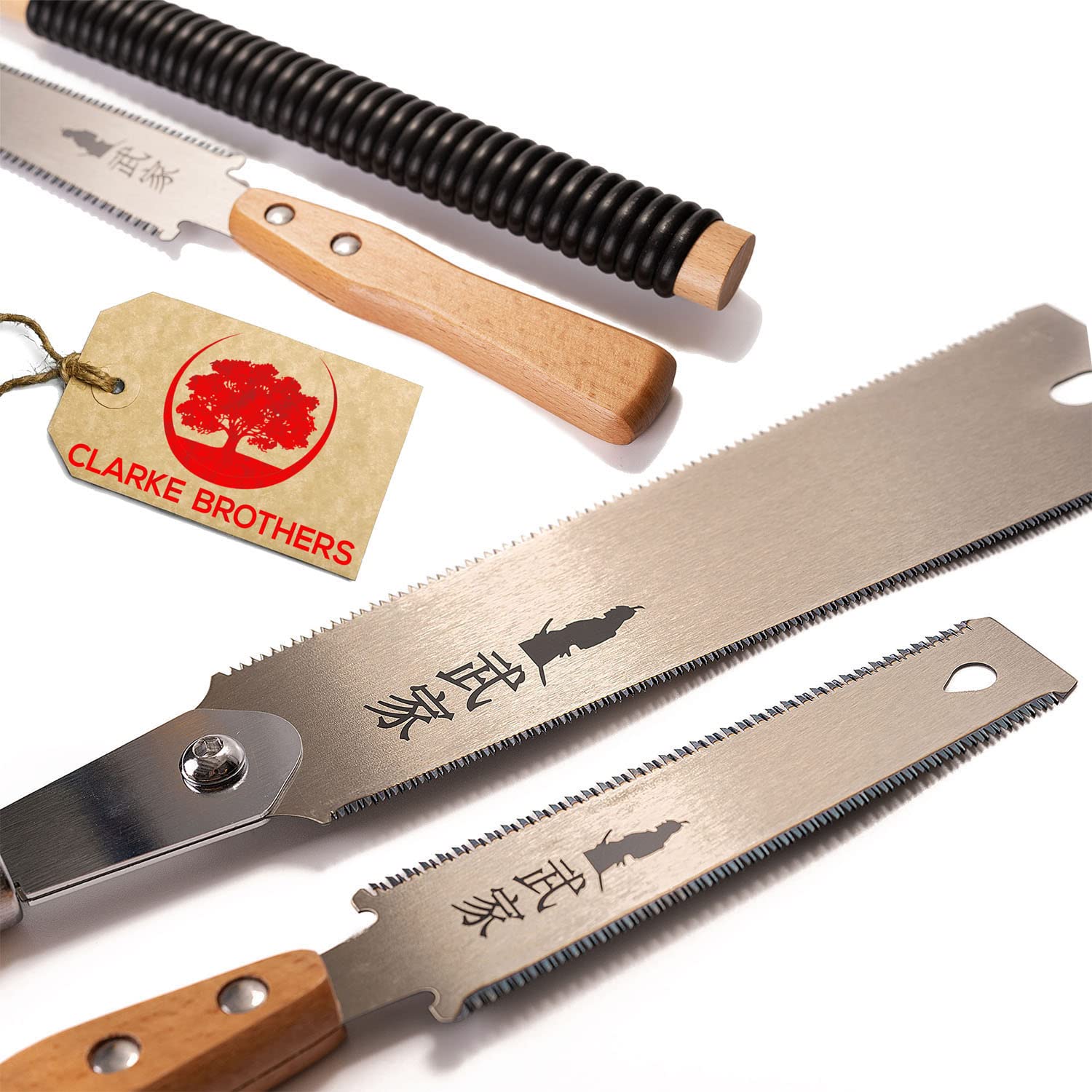 Clarke Brothers Ryoba 9.5 inch two-edge saw for versatile rip and crosscuts.