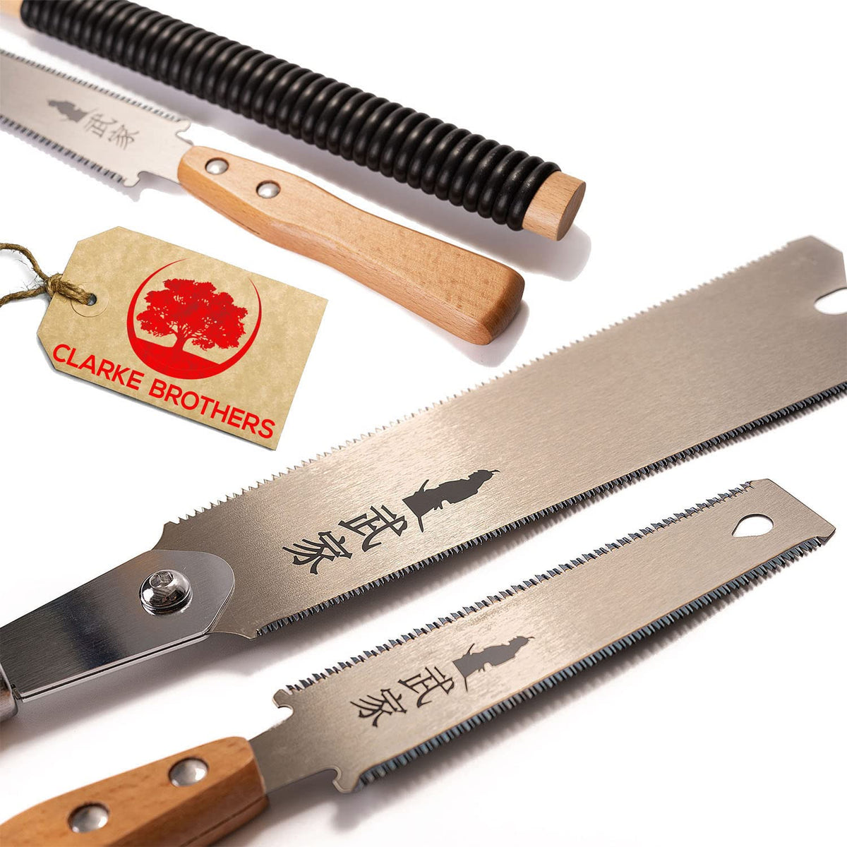 Clarke Brothers Ryoba 9.5 inch two-edge saw for versatile rip and crosscuts.