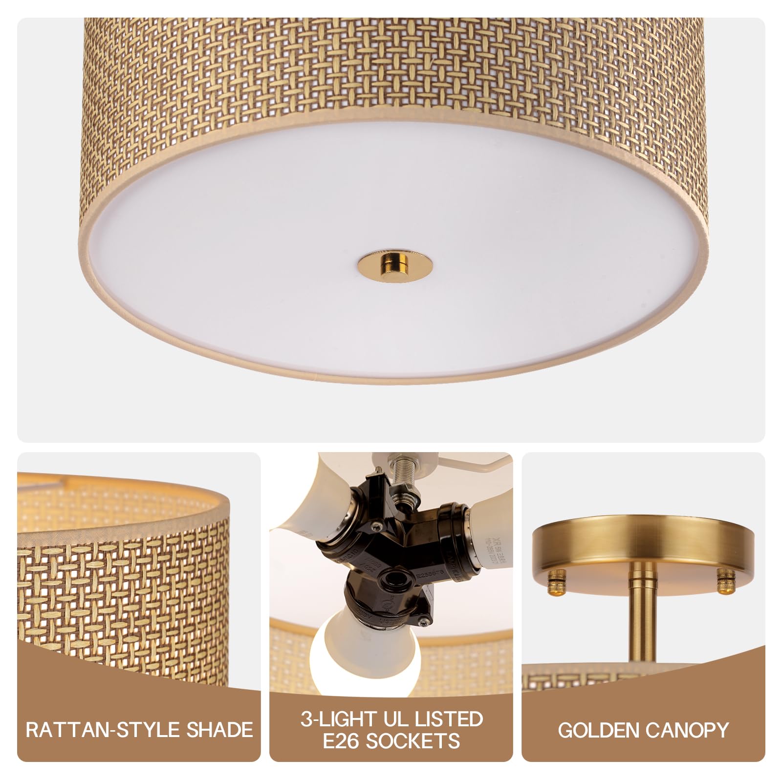 CLARSYNE 3-light semi-flush mount for versatile ceiling lighting