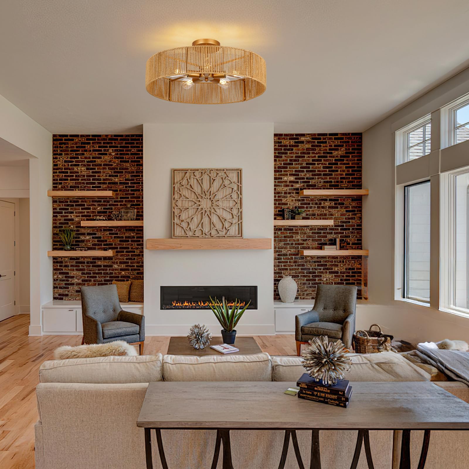 CLARSYNE boho kitchen-living room light enhances rustic-modern decor
