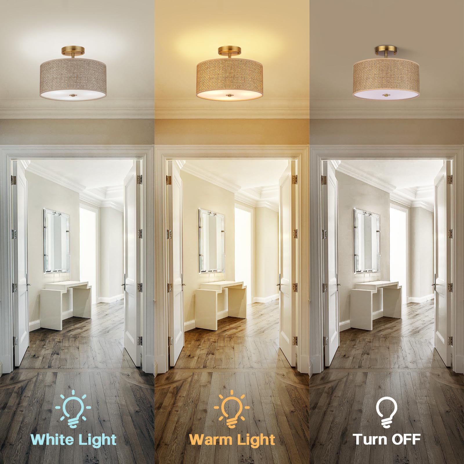 CLARSYNE diffused light through fabric shade creates cozy atmosphere