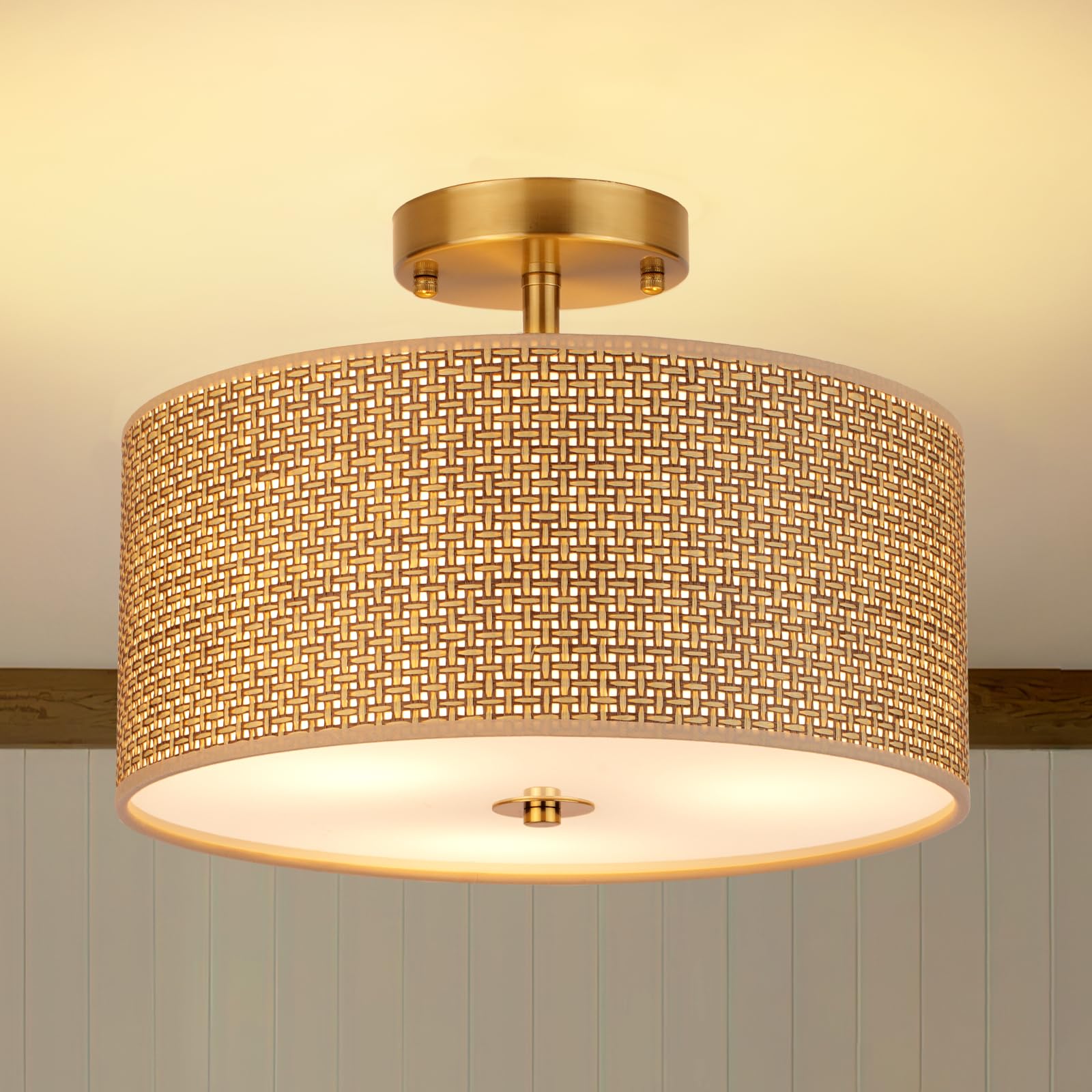CLARSYNE woven rattan drum shade for warm ambient lighting in any room
