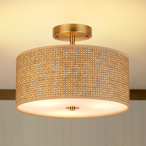CLARSYNE woven rattan drum shade for warm ambient lighting in any room