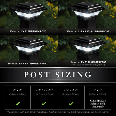 Imperial Solar Post Cap with 2-25x2-25 adapter compatibility shown