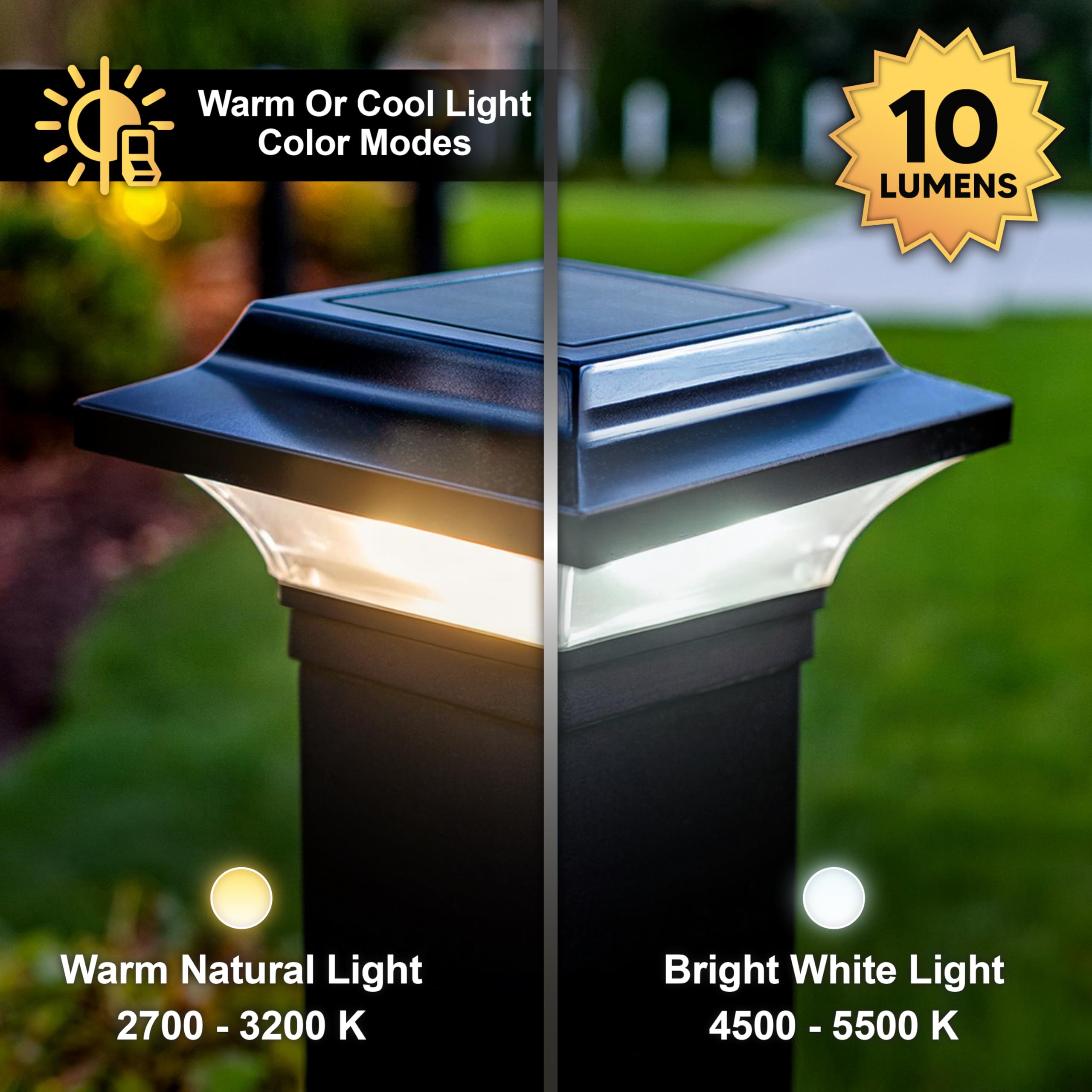Warm light mode from the Imperial Solar Post Cap creates cozy ambiance