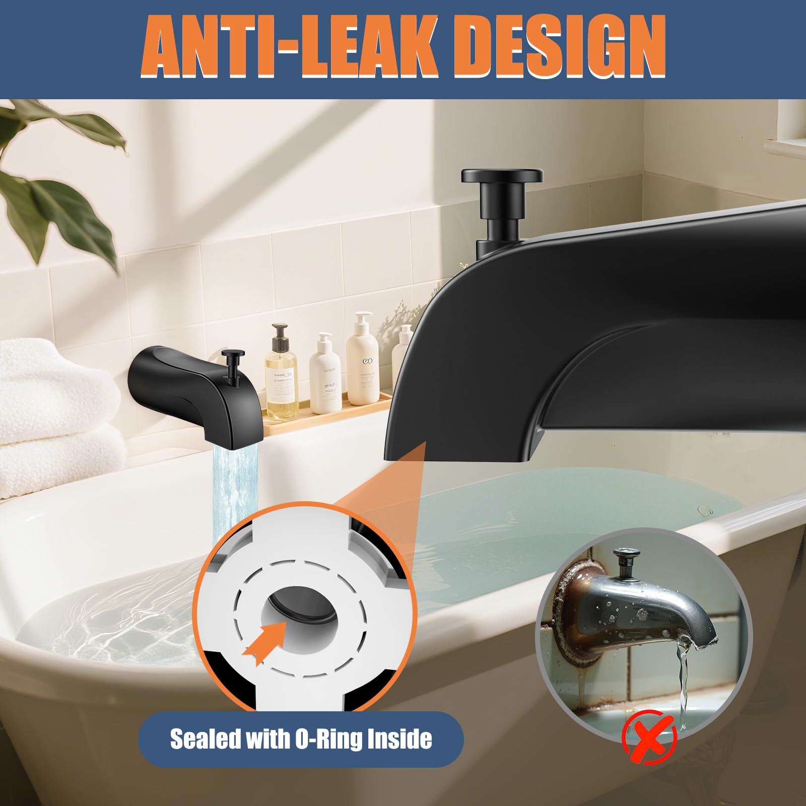 Claywie fast-fill tub spout designed to fill baths quickly.