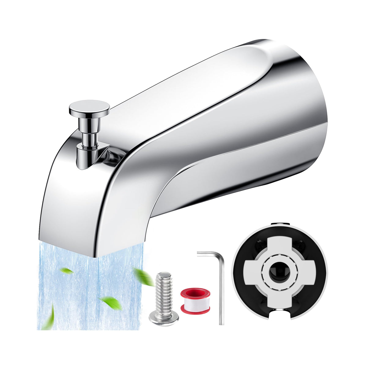 Claywie universal bathtub spout with diverter showing slip-fit connection and upgrade potential