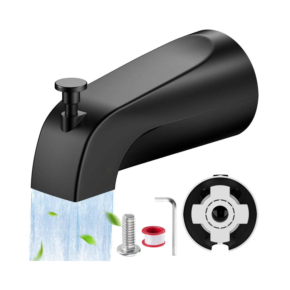 Claywie universal slip-fit tub spout with diverter for secure fit and smooth water flow.