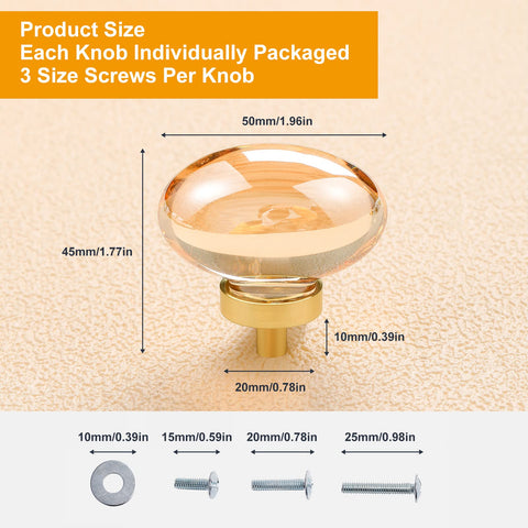 CLCTK 8-pack dresser knobs oval gold update handles with radiant shine.