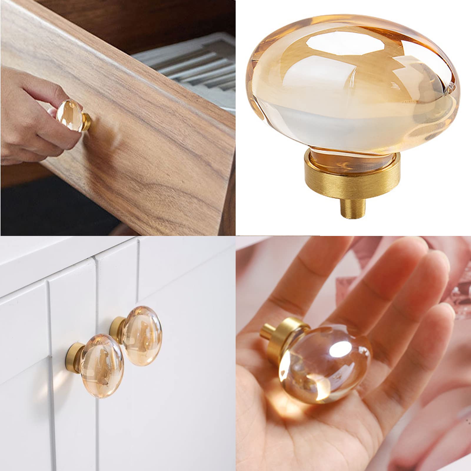 CLCTK glass drawer knob oval detail brightens any furniture with crystal clarity.