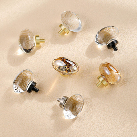 CLCTK gold-base cabinet knob oval side adds warm luxury to dressers and drawers.