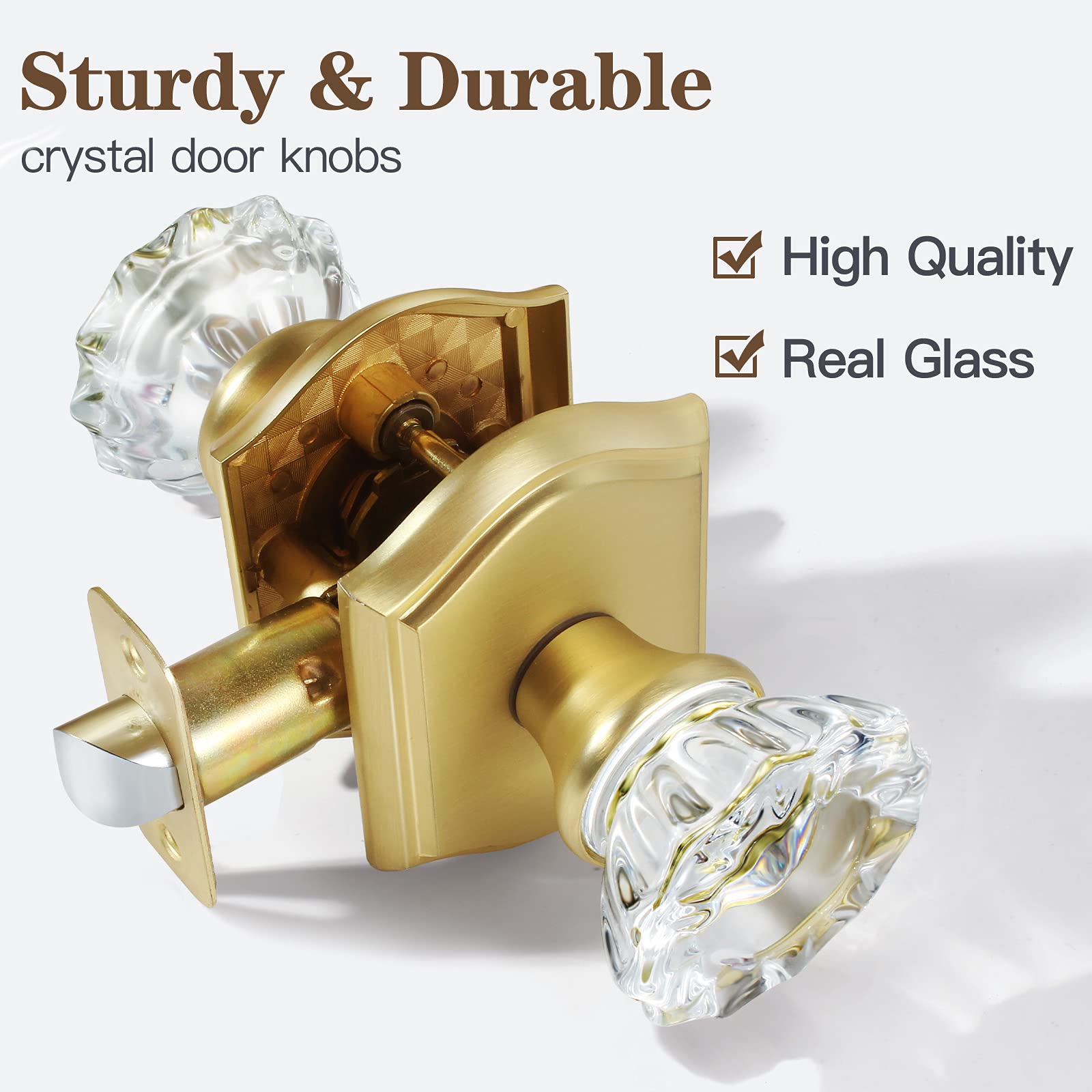 CLCTK inside view of satin brass knob ideal for bathrooms and bedrooms.